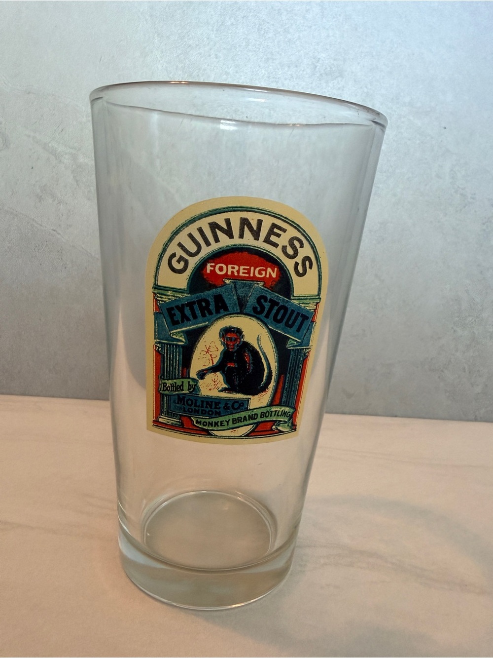 GUINNESS FOREIGN EXTRA STOUT LONDON 16OZ CLEAR BEER GLASS 6"